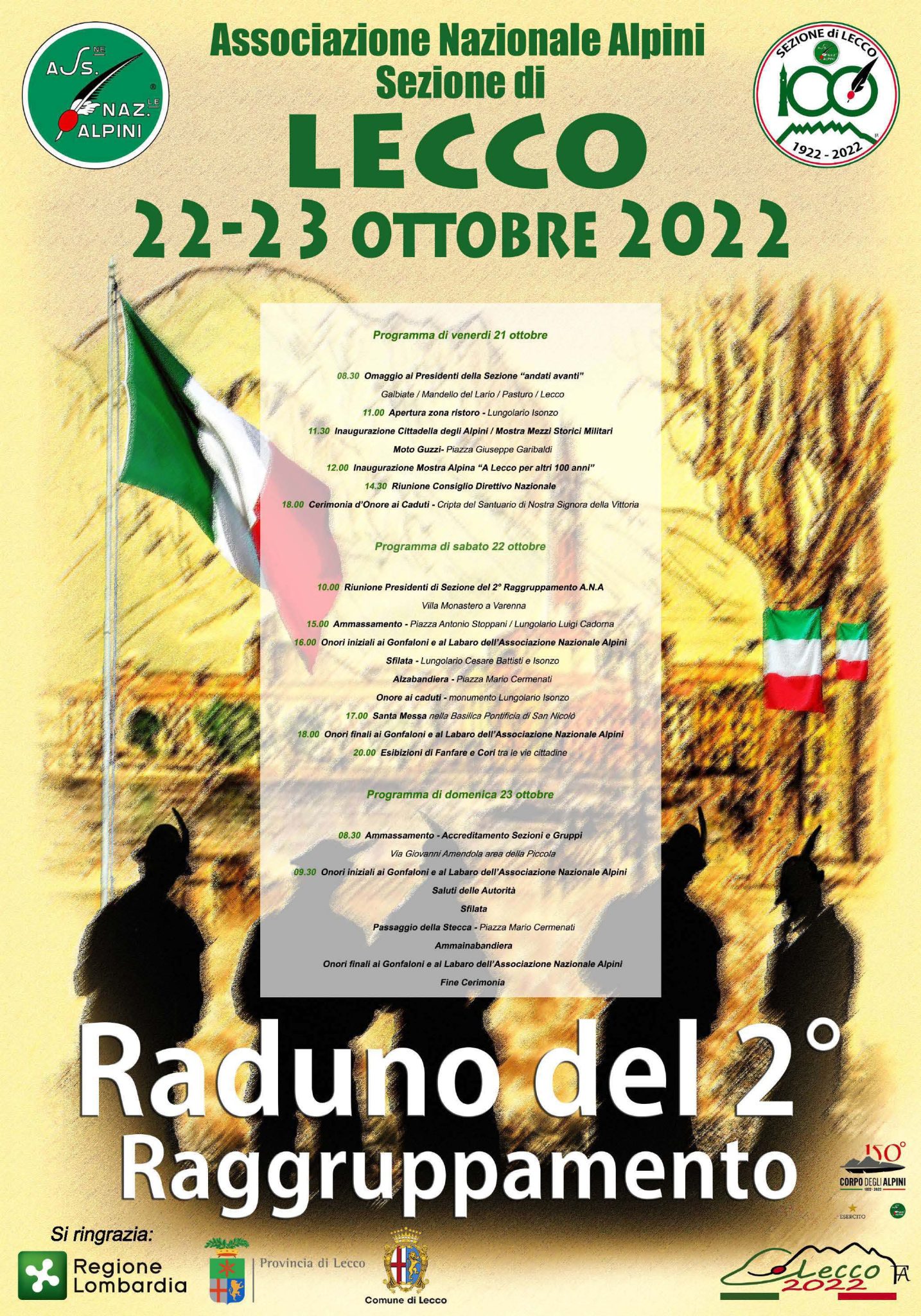 Lecco ospita il raduno del 2° Raggruppamento Associazione Nazionale