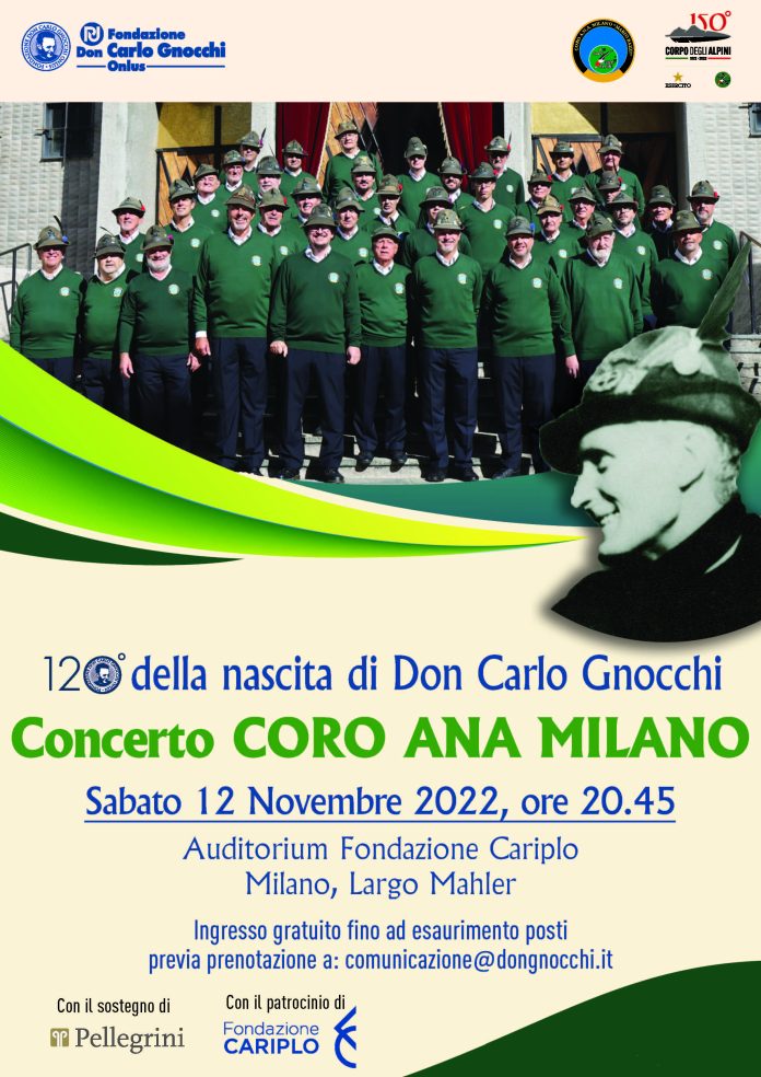 Coro Ana Milano locandina concerto don Gnocchi 12 novembre 2022
