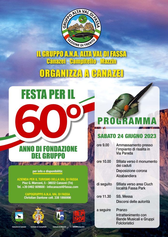 Locandina festa 60 anni Alpini Alta Val di Fassa